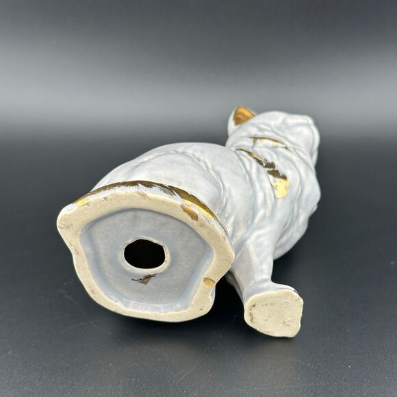 Vintage Porcelain Hand-painted Gold on Gray Sitting Cat Figurine 4.25" H - Picture 8 of 10